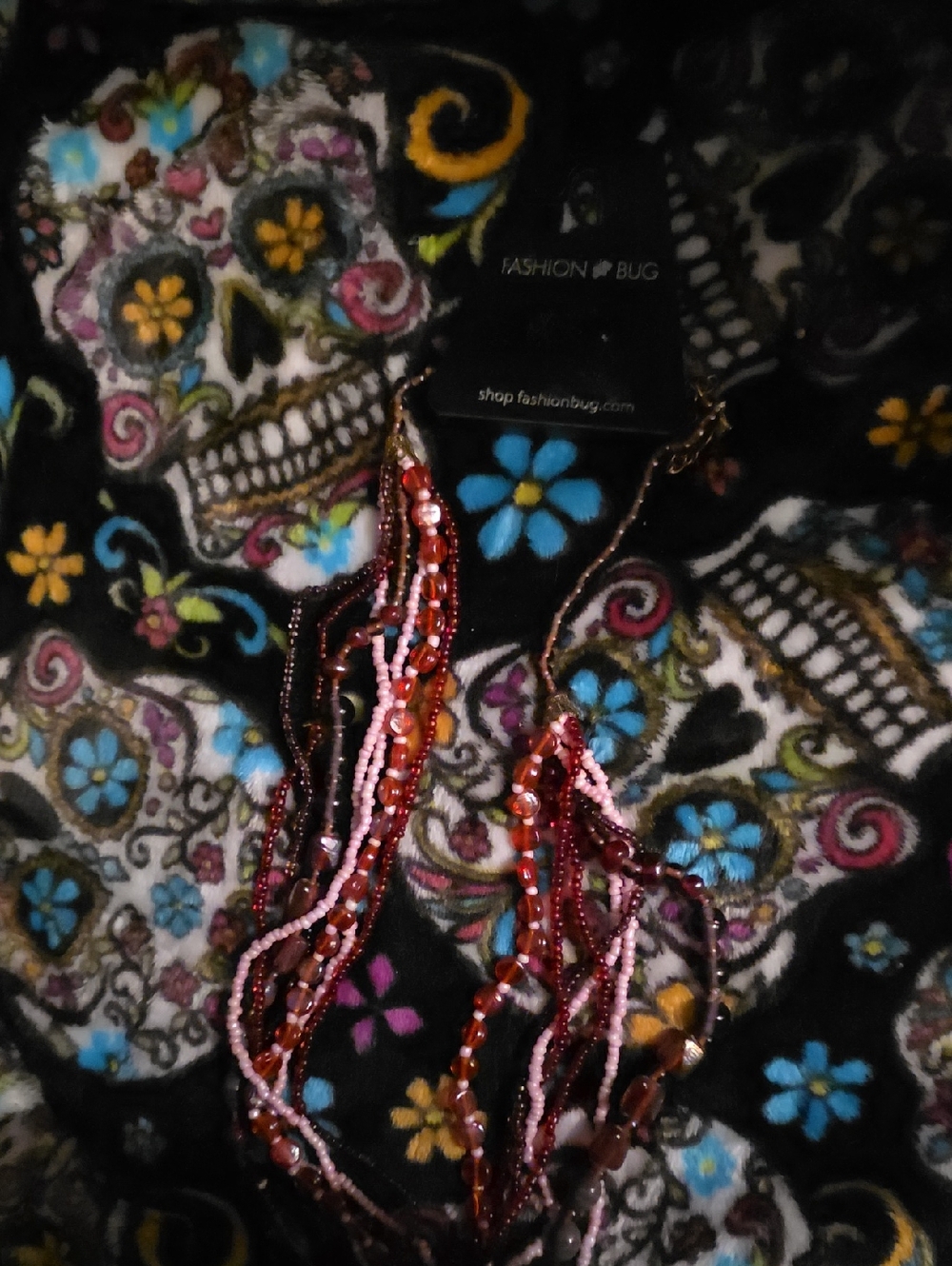 Fashion Bug Pink and Red Multi-Strand Beaded Necklace